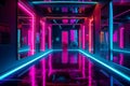 Symmetric Neon Interior: Magenta, Cerulean and Unique Award-Winning Desig