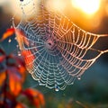 Dew-Kissed Spider Web in Early Morning Light