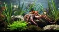 Photo Realistic High Definition Octopus In Aquarium With Plants And Stones Royalty Free Stock Photo