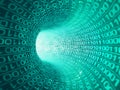 Experience the digital revolution as binary code rushes through a virtual cyberspace tunnel. Royalty Free Stock Photo