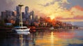 Seattle Skylines: A Vibrant Impressionistic Portrait of Urban Majesty