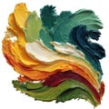 Vibrant swirls of textured oil paint abstract art capturing a spectrum of colors and movement white background Royalty Free Stock Photo