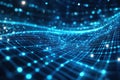 Abstract digital network flow of blue lights connecting data points in a futuristic technology concept Royalty Free Stock Photo