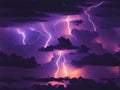 Lightning Bolts in a Beautiful Purple Sky Royalty Free Stock Photo