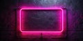 Striking Pink Neon Rectangle Art Glowing Abstract Light Against a Dark Urban Wall Royalty Free Stock Photo
