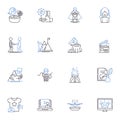 Experience enabler line icons collection. Empowerment, Enablement, Adventure, Interaction, Connection, Immersion