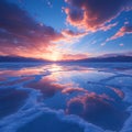 Dazzling Uyuni Sunset Over Salt Flats Royalty Free Stock Photo