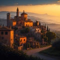 Unlocking AI's Italian Magic: Summer Sunset Enchants with Cottage, River, Medieval Village, and Castle