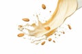 Explosive Moment: Almonds Dive into Creamy Milk - A Spectacular Splash Captured!
