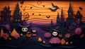 Halloween-Themed Delights for Spooky Celebrations in Papercraft style illustration. Generative AI