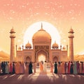 A Joyous Church, Temple, or Mosque Wedding Scene