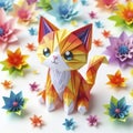 Kaleidoscopic Kitty: Kirigami Art in a Flower Wonderland