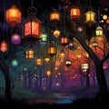 Enigmatic Allure: Mysterious Lanterns Casting Intriguing Shadows