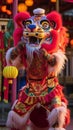 Colorful Lion Dance Performance at Chinese New Year