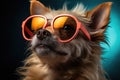 A fashionable dog wearing sunglasses, looking effortlessly cool and stylish