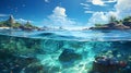 Coastal Tranquility: A Crystal Clear Ocean, Majestic Sky, and the Graceful Stone Royalty Free Stock Photo