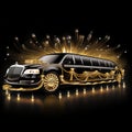 Luxurious Limousine Under Spotlight Royalty Free Stock Photo