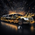 Luxurious Limousine Under Spotlight Royalty Free Stock Photo