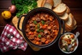 Central European Delight: Aromatic Goulash in Rustic Earthenware Royalty Free Stock Photo