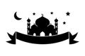 Islamic Celebration Eid Al Adha Vector Illustration Silhouetted on white background Royalty Free Stock Photo