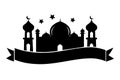 Islamic Celebration Eid Al Adha Vector Illustration Silhouetted on white background Royalty Free Stock Photo