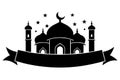 Islamic Celebration Eid Al Adha Vector Illustration Silhouetted on white background Royalty Free Stock Photo