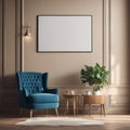 Elegant Interior Setup: Chair and Picture Frame with Shaded Lighting