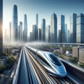 Speeding Through Tomorrow: Highspeed Train in Futuristic City