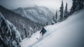 A moving shot of a person skiing down a mountain created with Generative AI