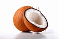 Exotic Delight: Coconut Half on a White Background