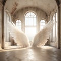 Realistic Angel Wings Transform Rustic Palace, Bathed in Sunlight\'s Embrace