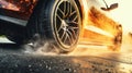 High-Speed Racing, Drifting in Style on the Asphalt Track, A Thrilling Competition Royalty Free Stock Photo