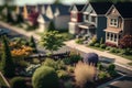 A Hyper-Detailed Suburban Landscape in Unreal Engine 5 with Ultra-Wide Angle and Beautifully Color-Coded Intricacy Royalty Free Stock Photo