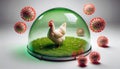 Shielded by Light A Dome-Covered Chicken House Representing Immune Strength, Vaccination Efficacy, and Pathogen Defense Royalty Free Stock Photo