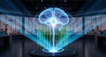Futuristic digital brain with neural network and data streams in a modern tech environment Royalty Free Stock Photo