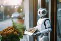 Experience the future of dining as friendly robots seamlessly serve and deliver orders. AI Generated
