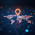 A Futuristic Glowing GPS Interface Interactive Digital Map for Precise Geolocation and Navigation Royalty Free Stock Photo