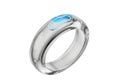 Sleek smart ring with glowing blue interface offers seamless connectivity and modern personal tech innovation Royalty Free Stock Photo