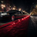 Luxurious Black Stretch Limousine at a Red Carpet Event Royalty Free Stock Photo