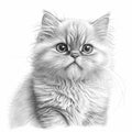 Artistic Persian Cat Coloring Page - Detailed Feline Sketch