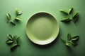 Sustainable Dining A Minimalist Celebration of Fresh Organic Food on a Vibrant Green Plate NatureInspired Presentation Royalty Free Stock Photo