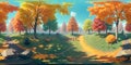 Harmony of Seasons: AI-Crafted Tree and Garden Beauty