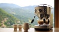 The Art of Coffee: Exploring the World of Espresso Machines.Generative AI Ilustration