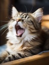 A Playful Pet Cat Charming Yawns Royalty Free Stock Photo