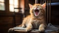 A Playful Pet Cat Charming Yawns Royalty Free Stock Photo