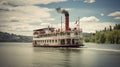 Vintage riverboat cruise offers historic travel on steamboats.,AI, Generated, Generative