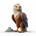 Realistic Eagle In Pixar Style On White Background In 8k Uhd