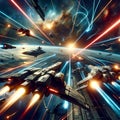 Epic Sci-Fi Space Battle: AI Crafted Futuristic Warfare Royalty Free Stock Photo