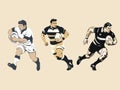 Illustration of Powerful Rugby Player Charging Forward