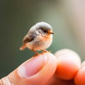 Microcosmic Harmony: Generative AI Captures Delicate Bird Perched on Finger